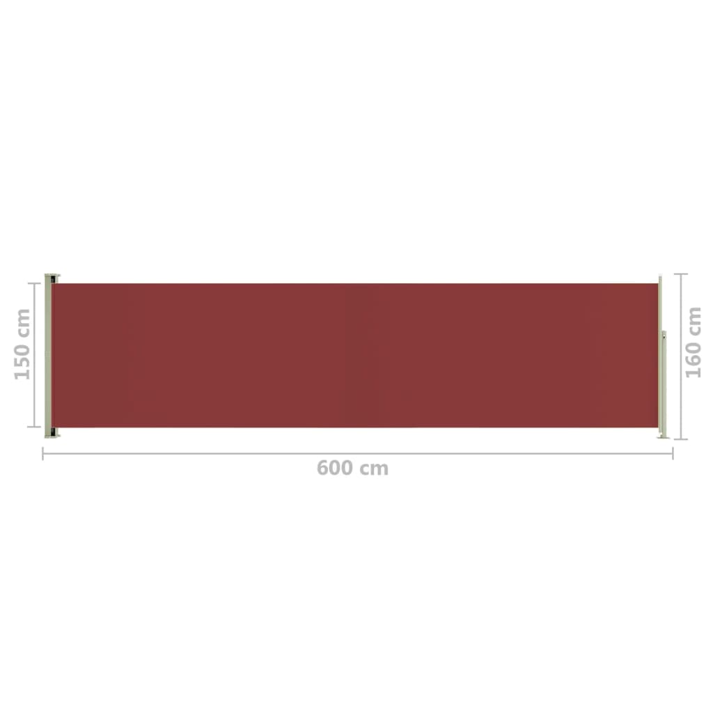 Patio Retractable Side Awning 160x600 cm Red