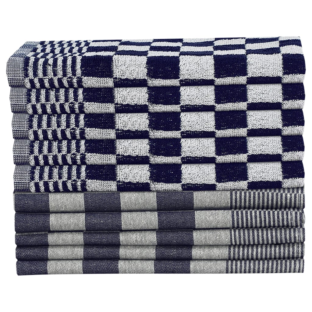 20 Piece Towel Set Blue and White Cotton