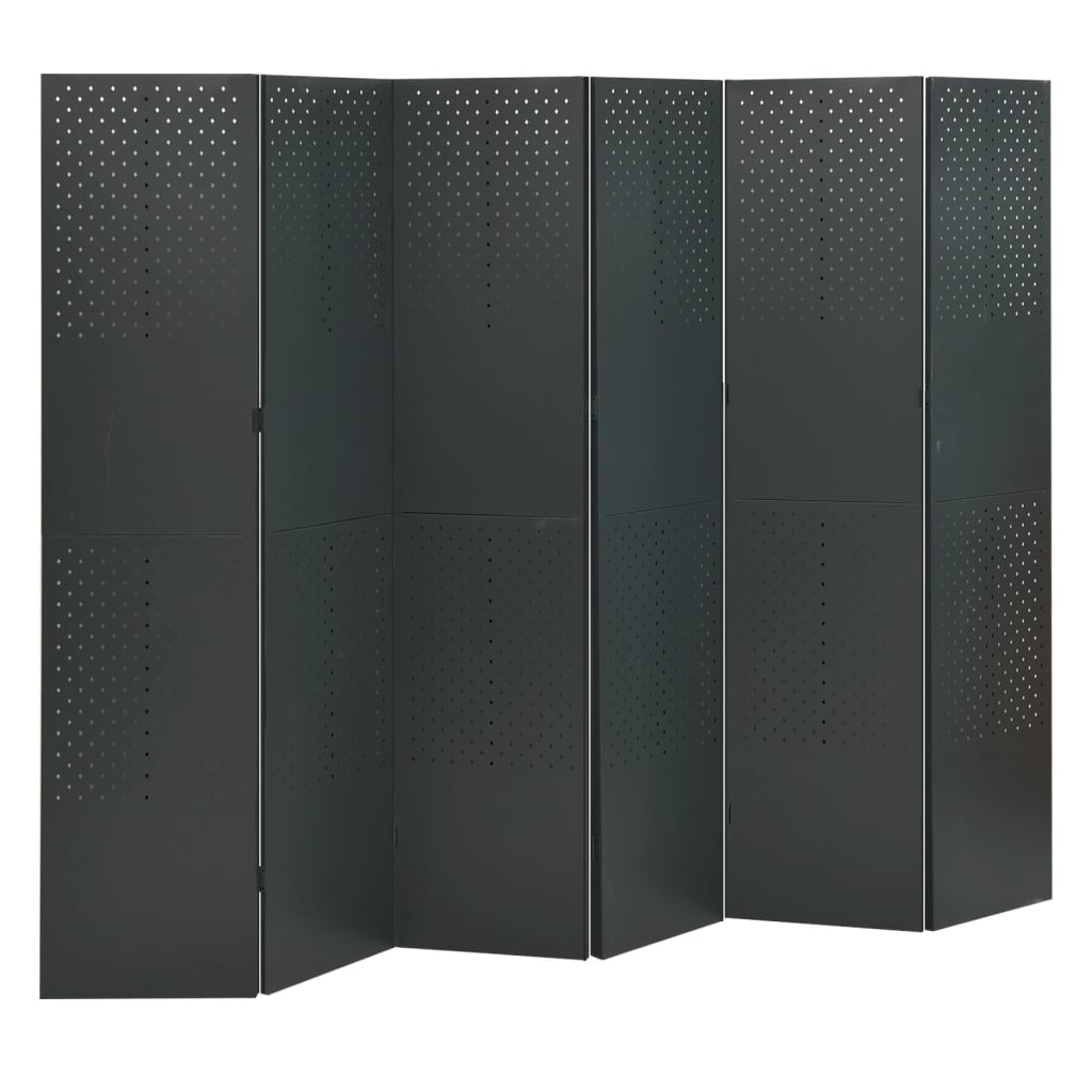 6-Panel Room Dividers 2 pcs Anthracite 240x180 cm Steel