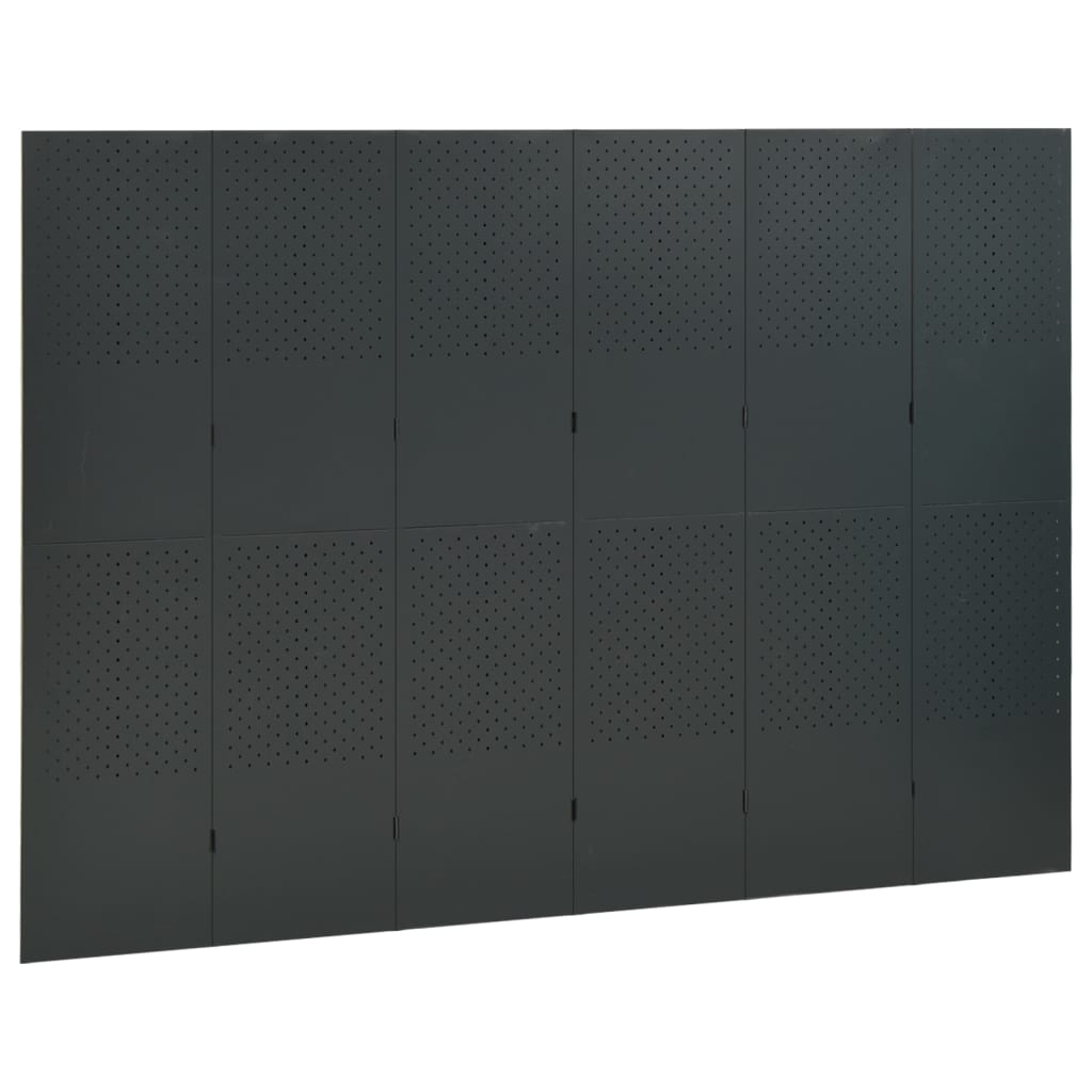 6-Panel Room Dividers 2 pcs Anthracite 240x180 cm Steel