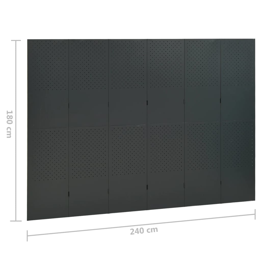 6-Panel Room Dividers 2 pcs Anthracite 240x180 cm Steel