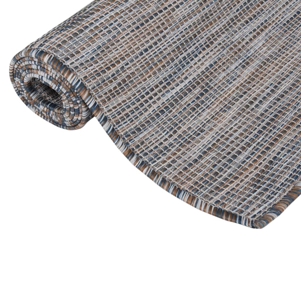 Outdoor Flatweave Rug 160x230 cm Brown and Blue
