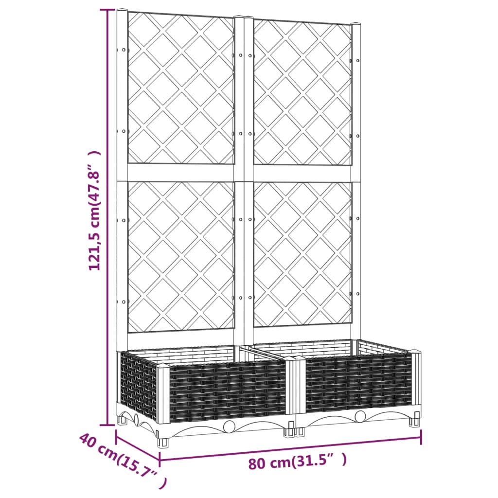 Garden Planter with Trellis Blue Grey 80x40x121.5 cm PP