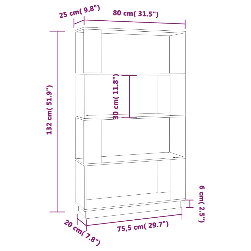 Book Cabinet/Room Divider Black 80x25x132 cm Solid Wood Pine