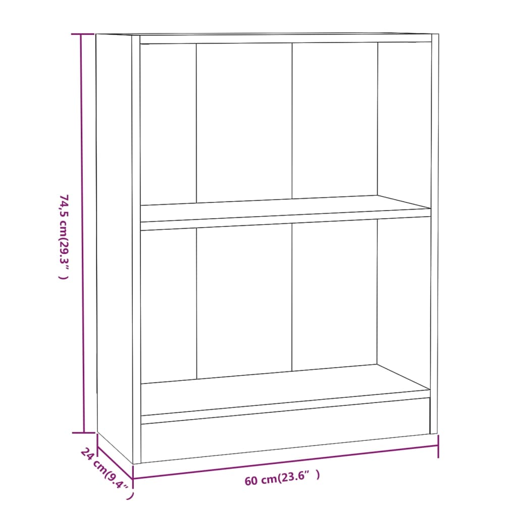 Bookshelf Grey Sonoma 60x24x76 cm Engineered Wood