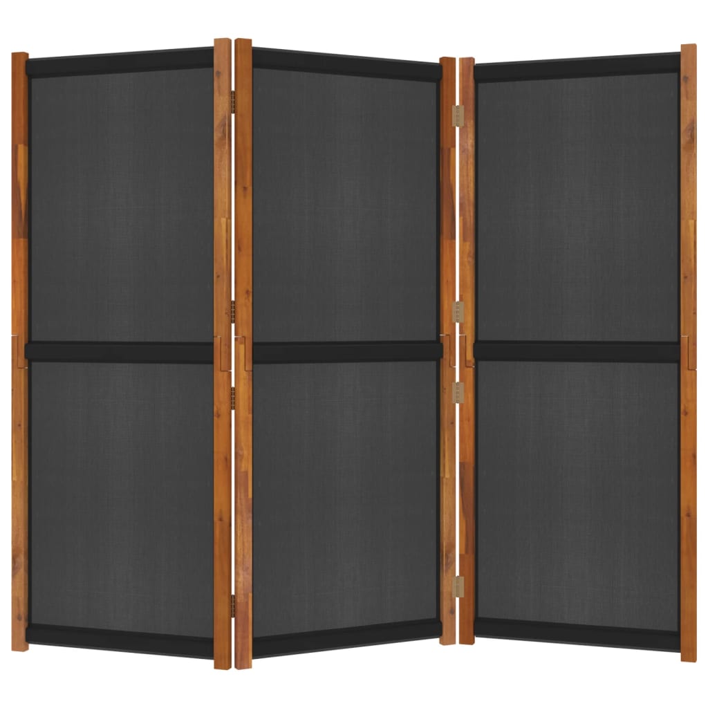 3-Panel Room Divider Black 210x180 cm