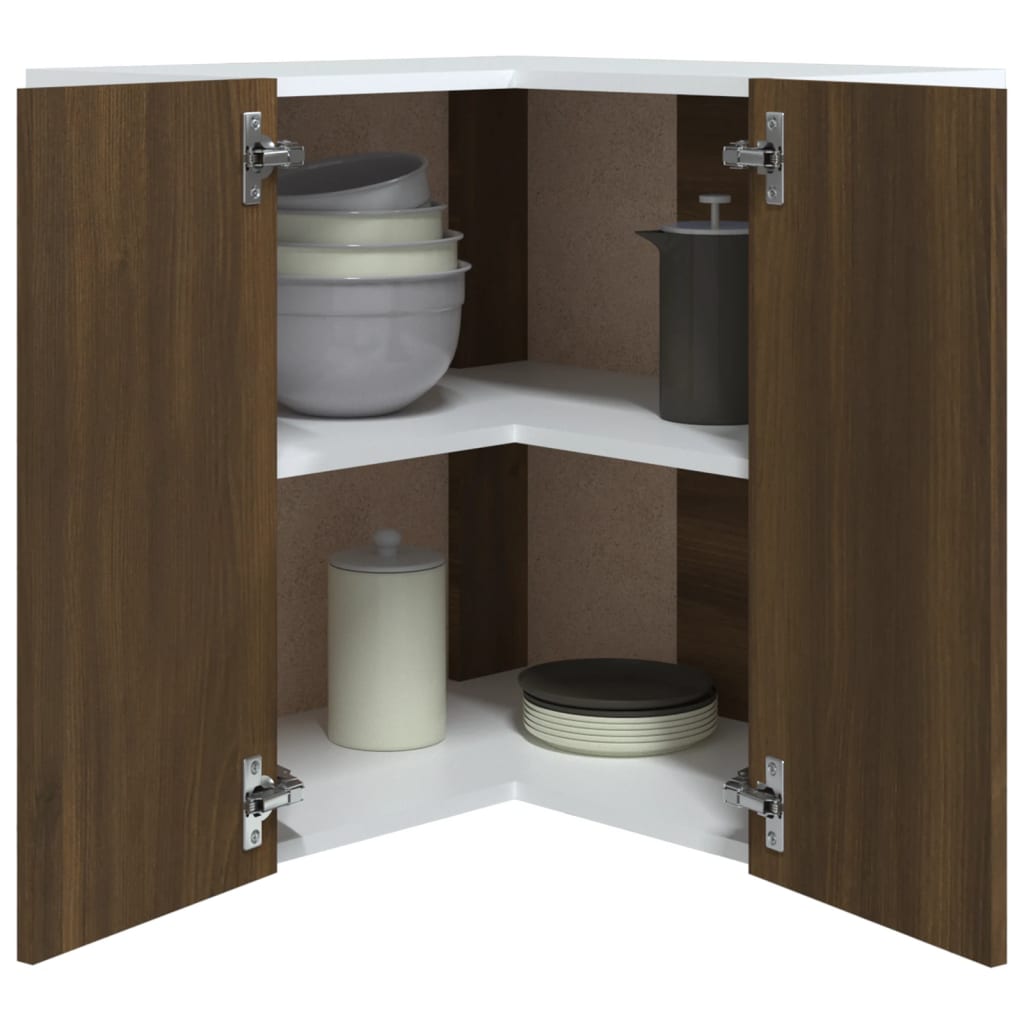 Hanging Corner Cabinet Lyon Brown Oak 57x57x60 cm Engineered Wood