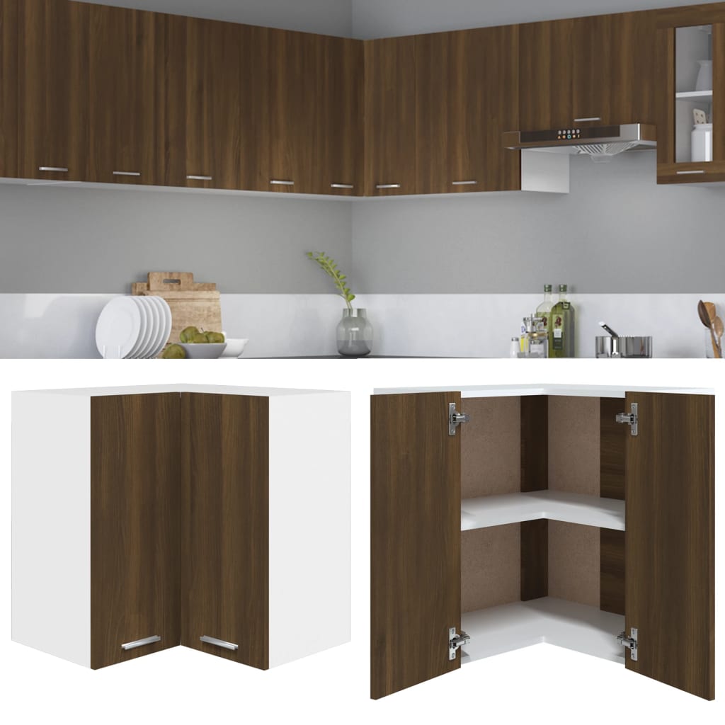 Hanging Corner Cabinet Lyon Brown Oak 57x57x60 cm Engineered Wood