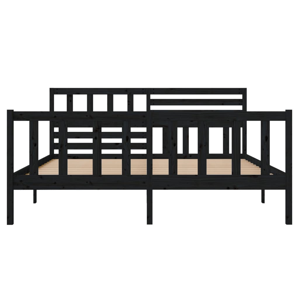 3101137 vidaXL Bed Frame without Mattress Black Solid Wood 140x190 cm (810066+814148)