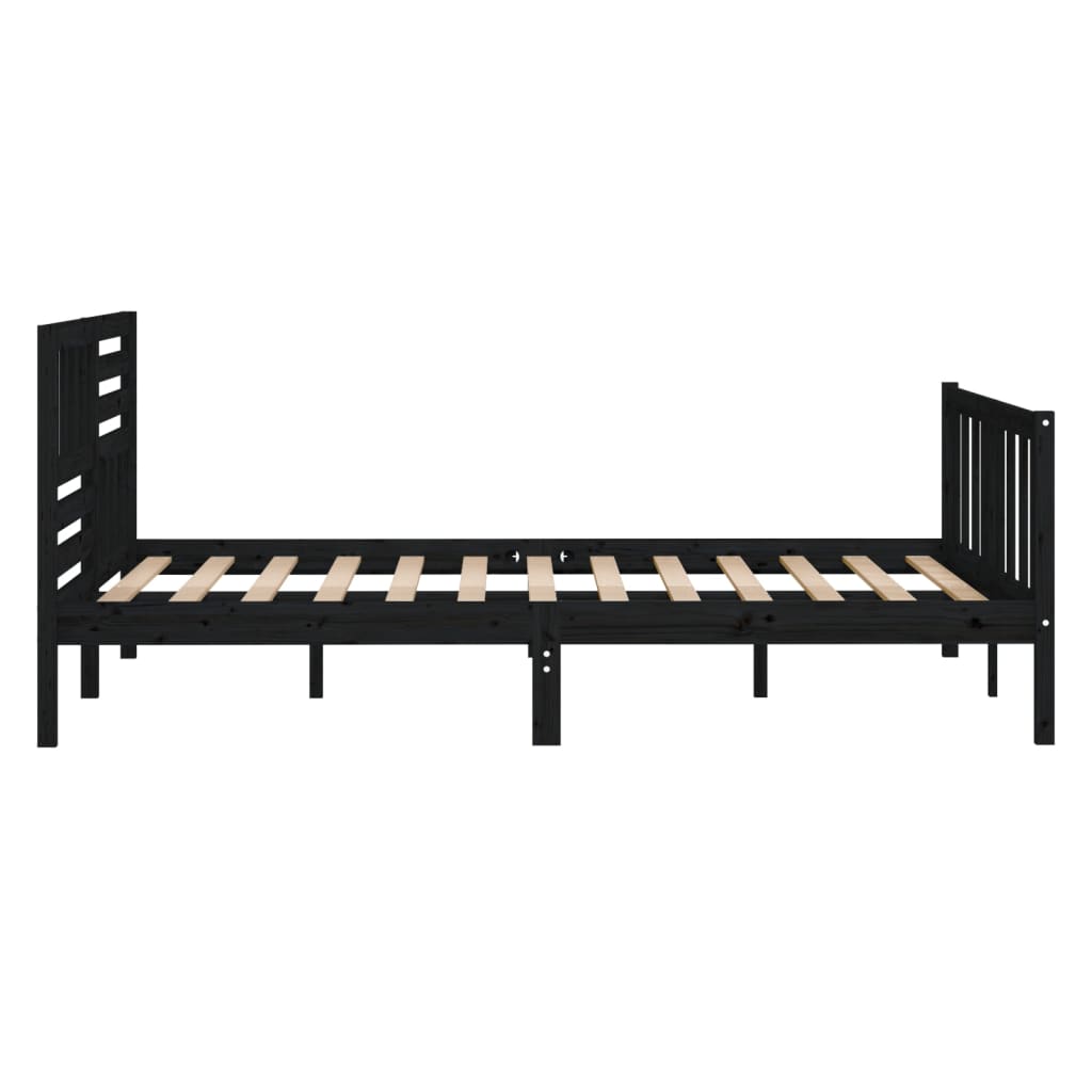 3101137 vidaXL Bed Frame without Mattress Black Solid Wood 140x190 cm (810066+814148)