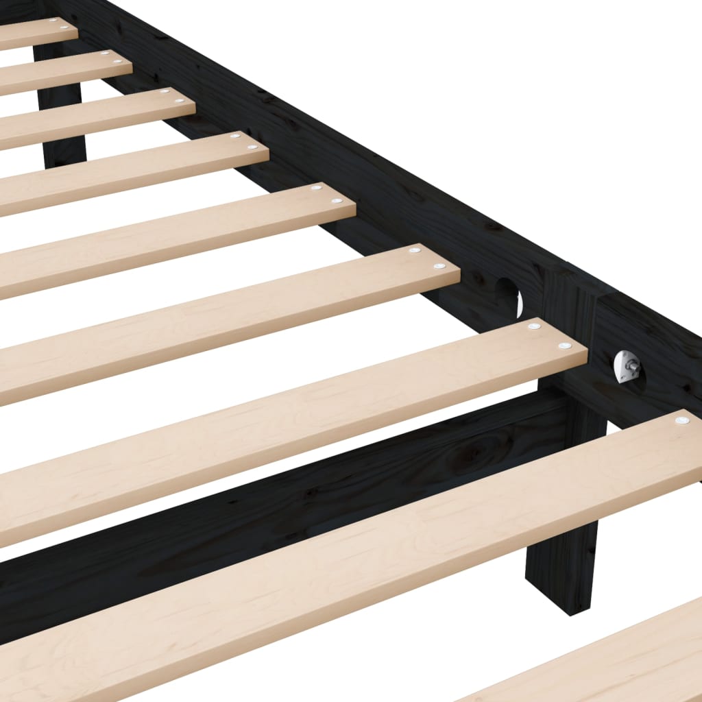 3101137 vidaXL Bed Frame without Mattress Black Solid Wood 140x190 cm (810066+814148)