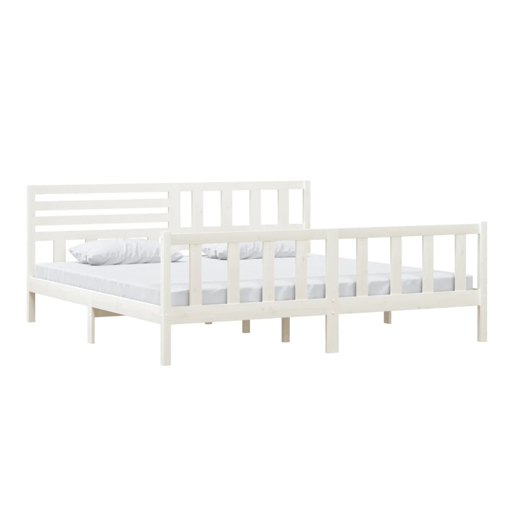 3101174 vidaXL Bed Frame without Mattress White Solid Wood 200x200 cm (810103+814165)