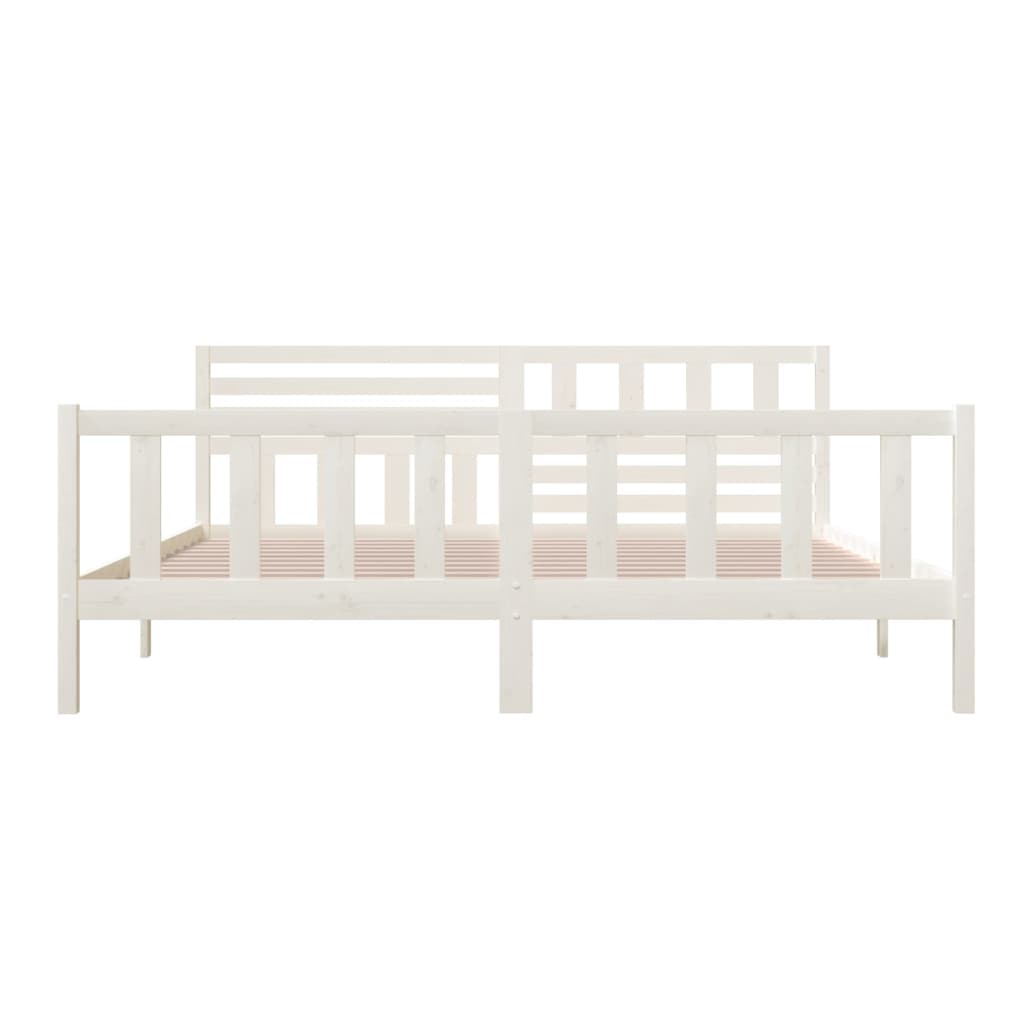 3101174 vidaXL Bed Frame without Mattress White Solid Wood 200x200 cm (810103+814165)
