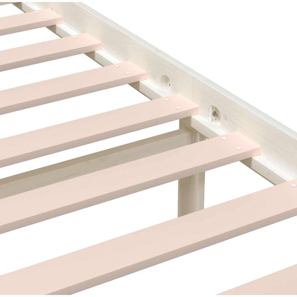 3101174 vidaXL Bed Frame without Mattress White Solid Wood 200x200 cm (810103+814165)