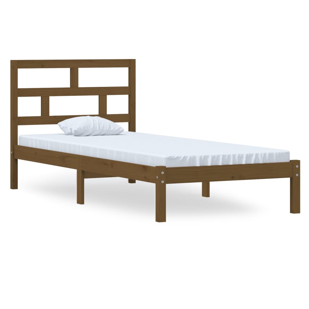 3101211 vidaXL Bed Frame without Mattress Honey Brown Solid Wood 100x200 cm (810010+814182)