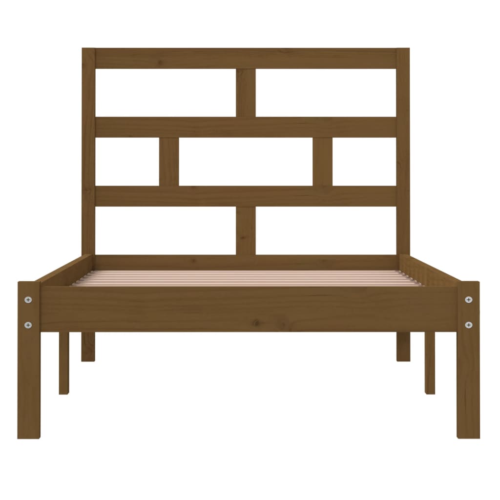 3101211 vidaXL Bed Frame without Mattress Honey Brown Solid Wood 100x200 cm (810010+814182)