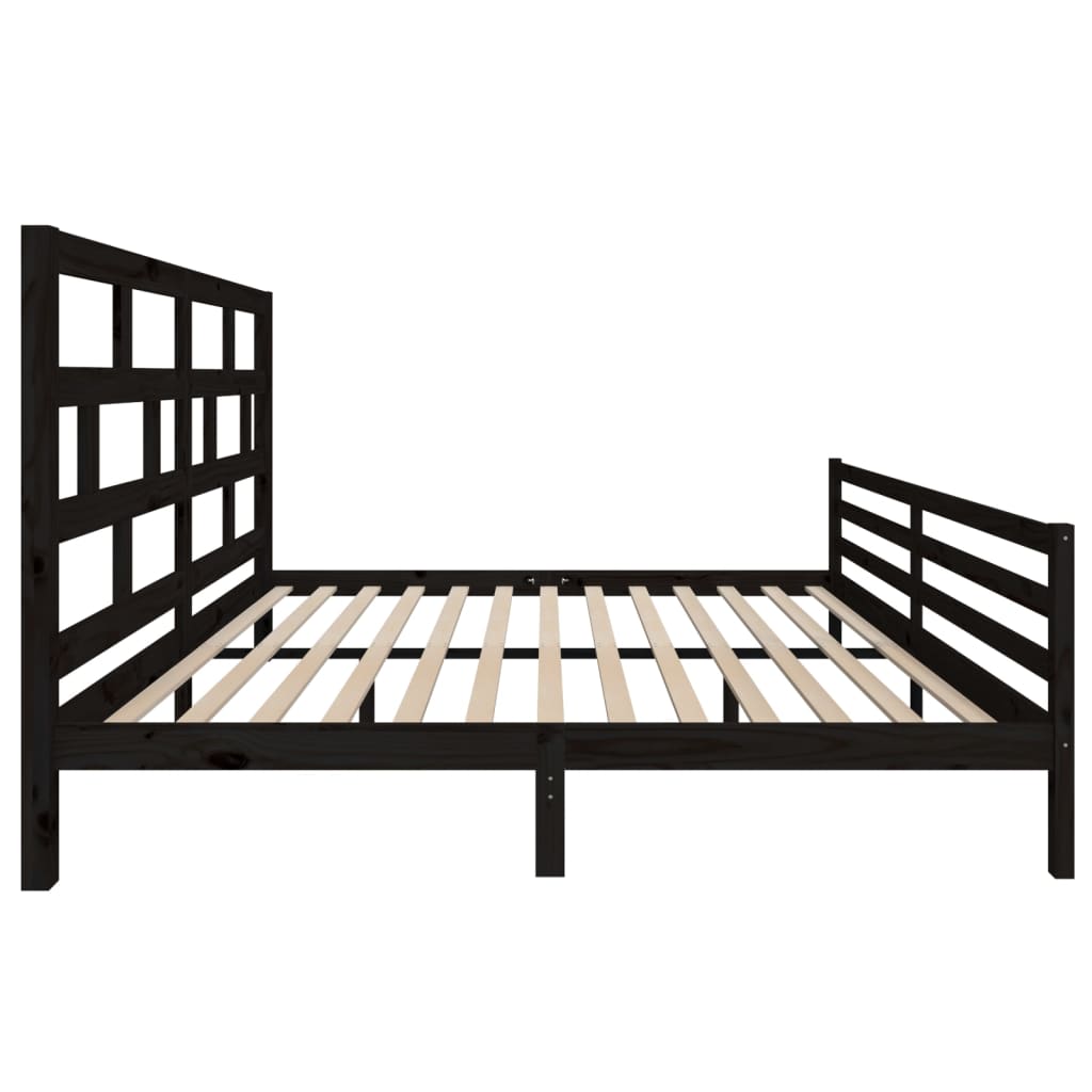 3101307 vidaXL Bed Frame without Mattress Black Solid Wood 200x200 cm (810454+814218)
