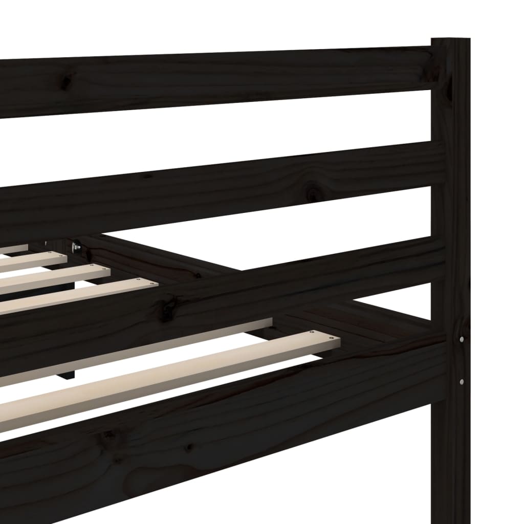 3101307 vidaXL Bed Frame without Mattress Black Solid Wood 200x200 cm (810454+814218)