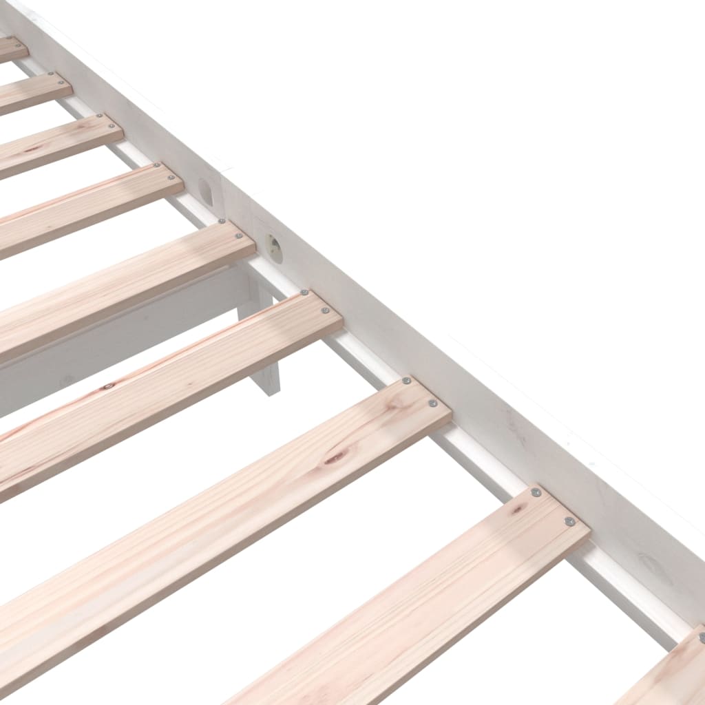 3101349 vidaXL Bed Frame without Mattress White Solid Wood 140x200 cm (810083+814195)