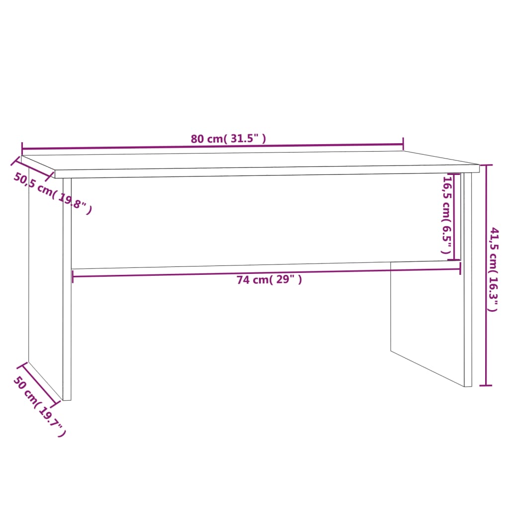 Coffee Table Concrete Grey 80x50.5x41.5 cm Engineered Wood