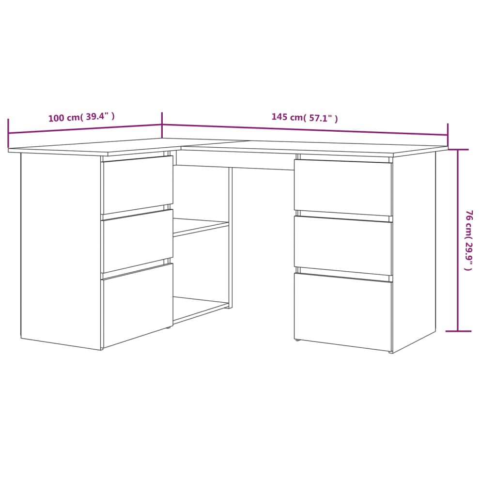Corner Desk Grey Sonoma 145x100x76 cm Engineered Wood