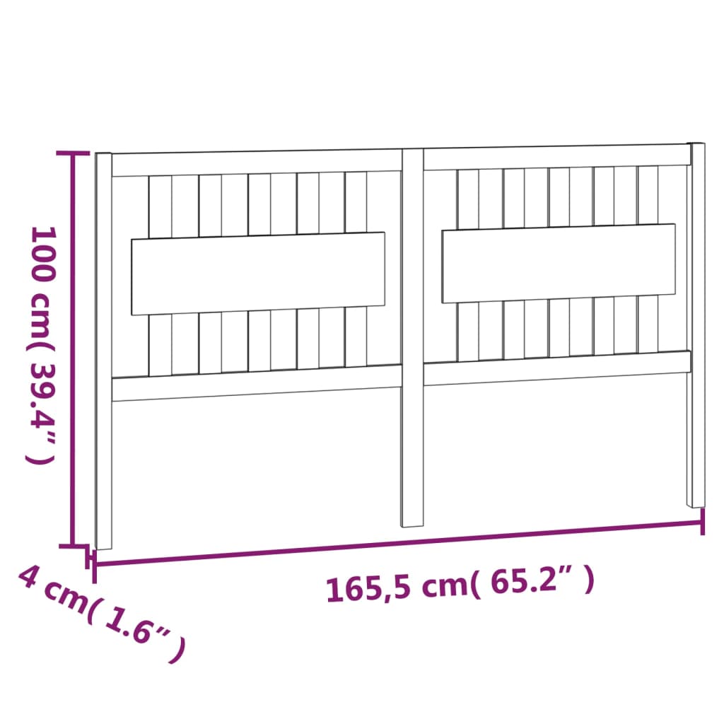 Bed Headboard 165.5x4x100 cm Solid Wood Pine