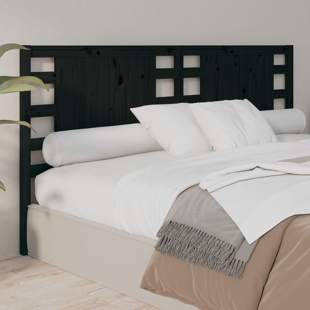 Headboard Black 166x4x100 cm Solid Wood Pine