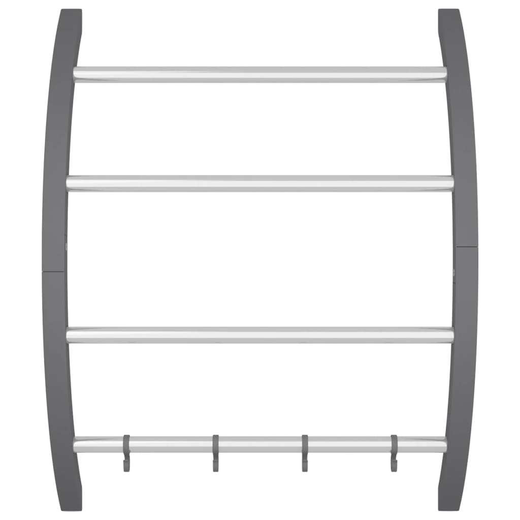 Towel Rack with Hooks Silver 56x16x72 cm Aluminium