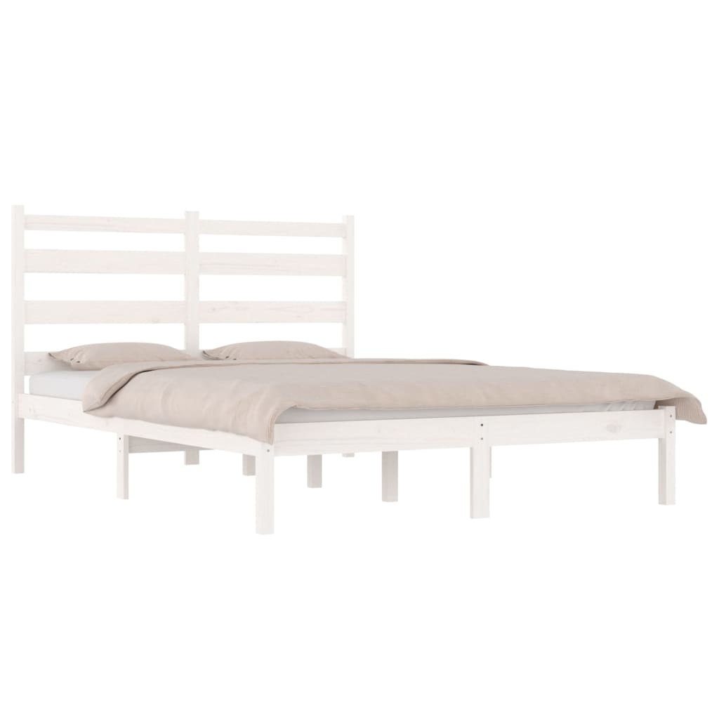 3103629 vidaXL Bed Frame without Mattress White Solid Wood 140x190 cm (809998+818421)
