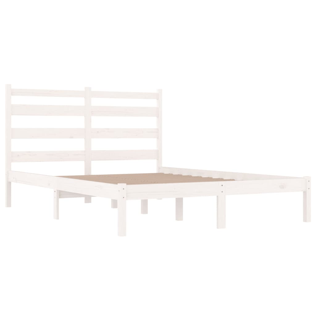 3103629 vidaXL Bed Frame without Mattress White Solid Wood 140x190 cm (809998+818421)