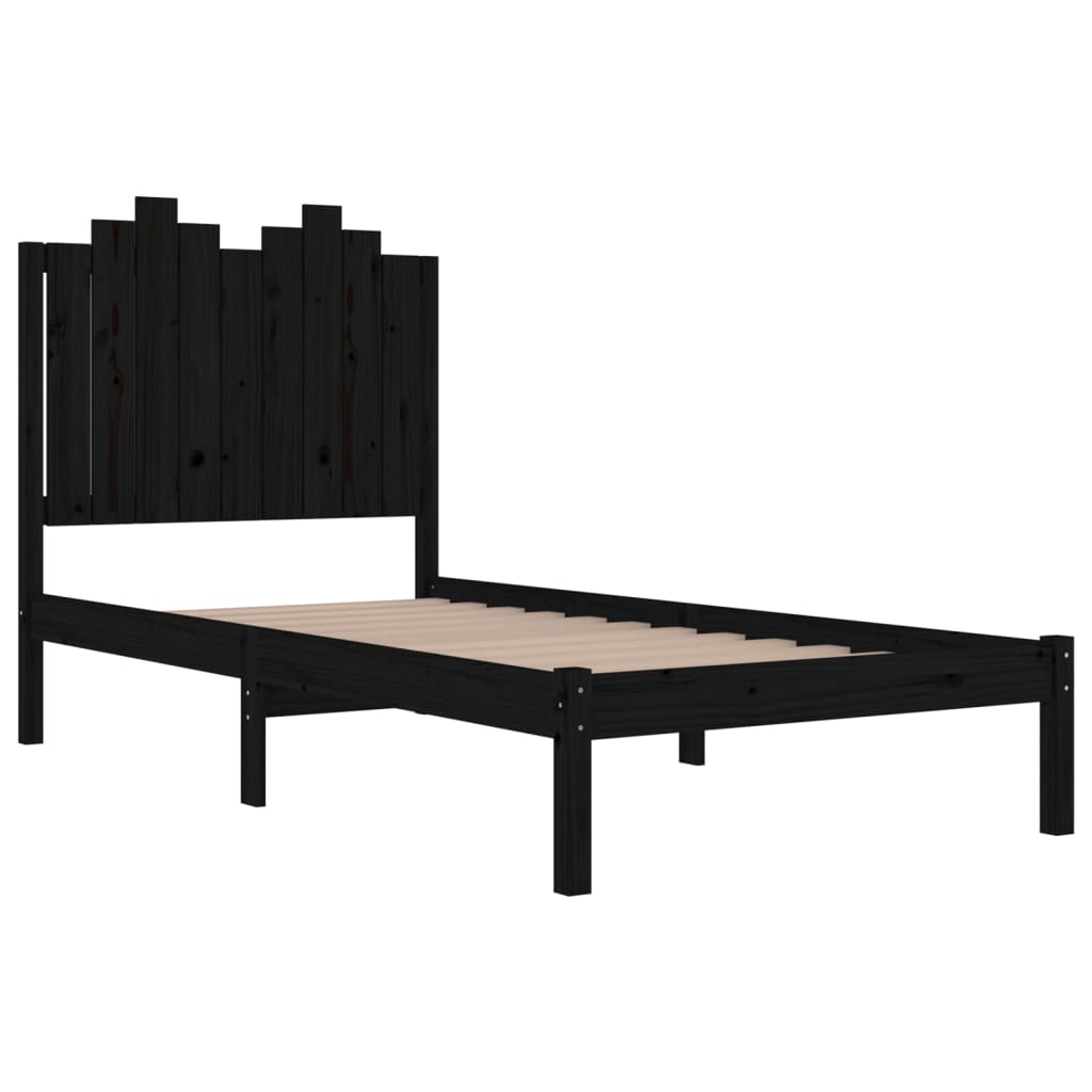 3103772 vidaXL Bed Frame without Mattress Black Solid Wood 100x200 cm (810011+818459)