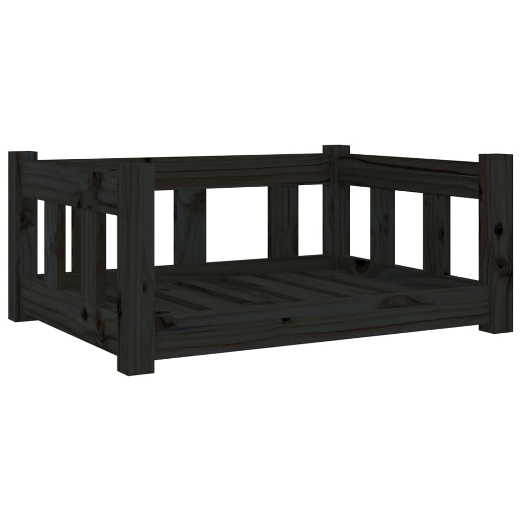 Dog Bed Black 65.5x50.5x28 cm Solid Wood Pine