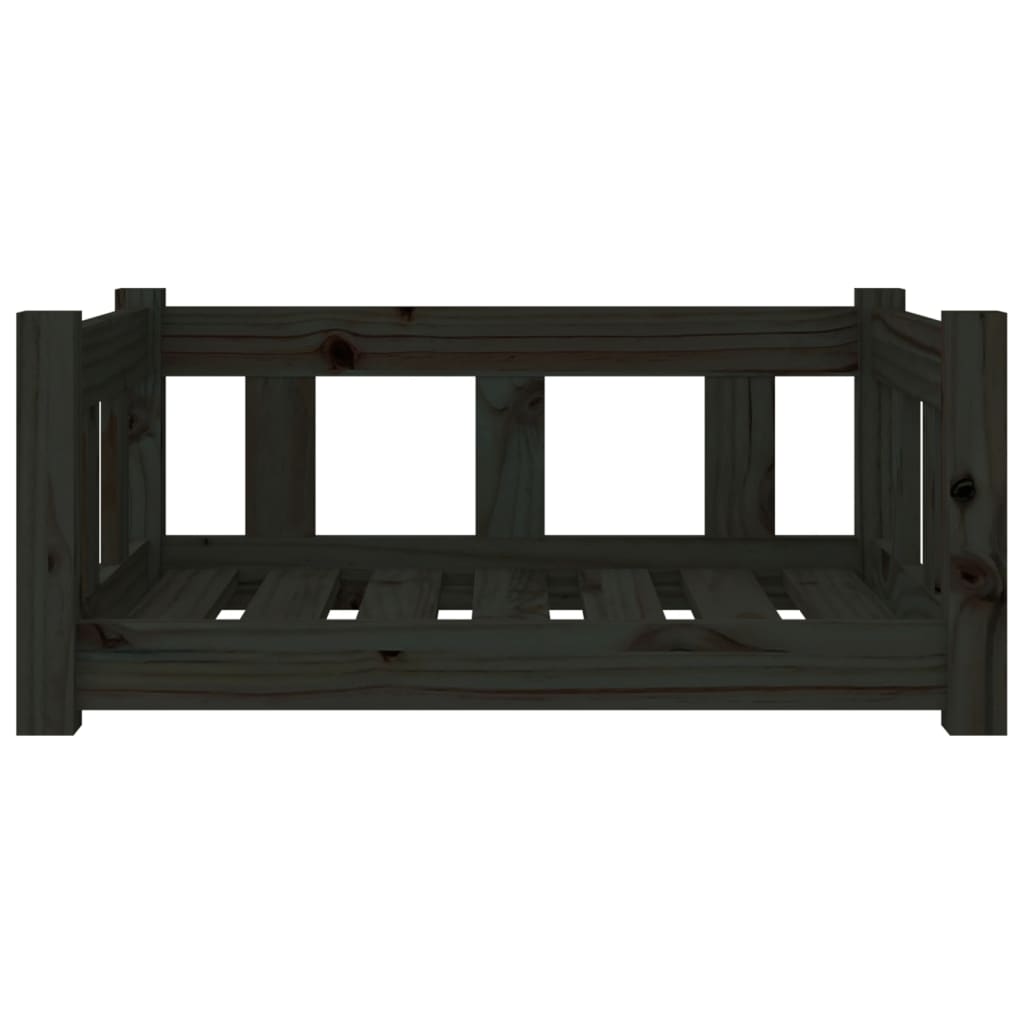 Dog Bed Black 65.5x50.5x28 cm Solid Wood Pine