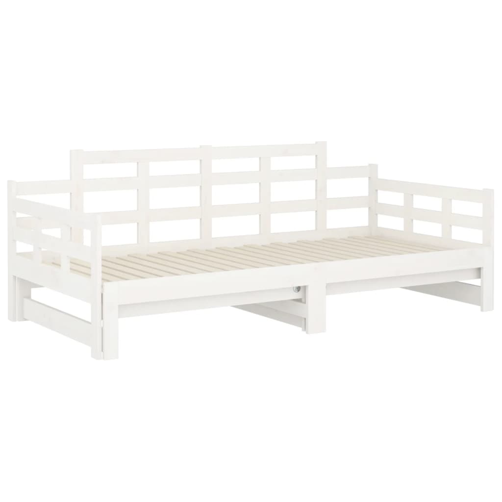 Pull-out Day Bed without Mattress White Solid Wood Pine 2x cm
