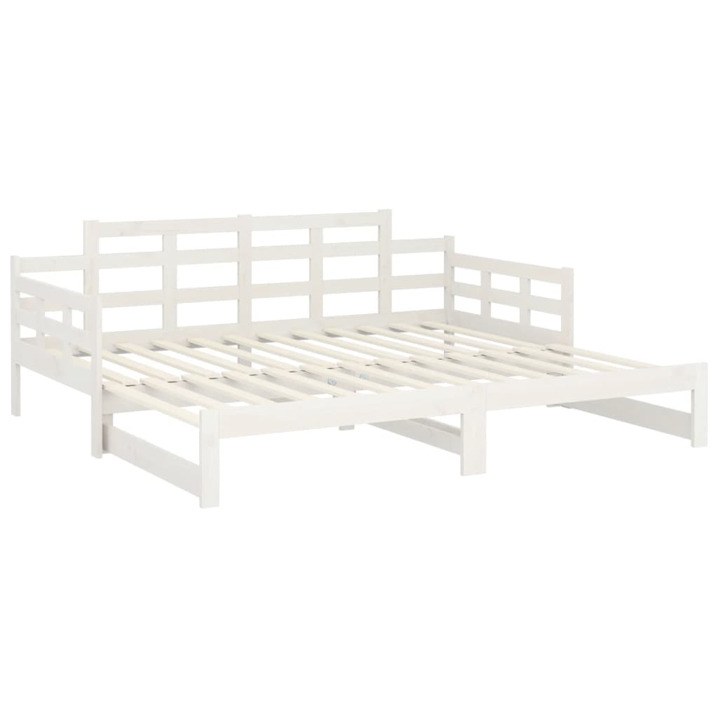Pull-out Day Bed without Mattress White Solid Wood Pine 2x cm