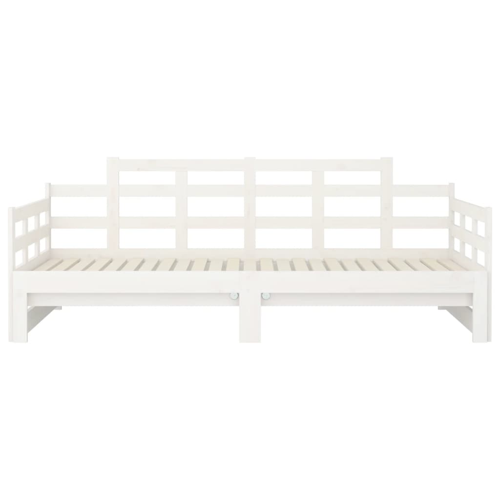 Pull-out Day Bed without Mattress White Solid Wood Pine 2x cm