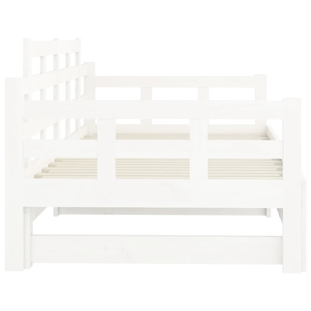 Pull-out Day Bed without Mattress White Solid Wood Pine 2x cm