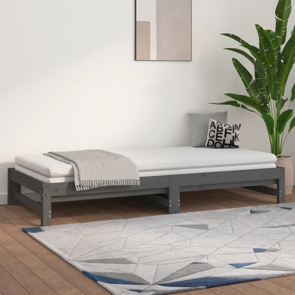 Pull-out Day Bed without Mattress Grey 2x(90x200) cm