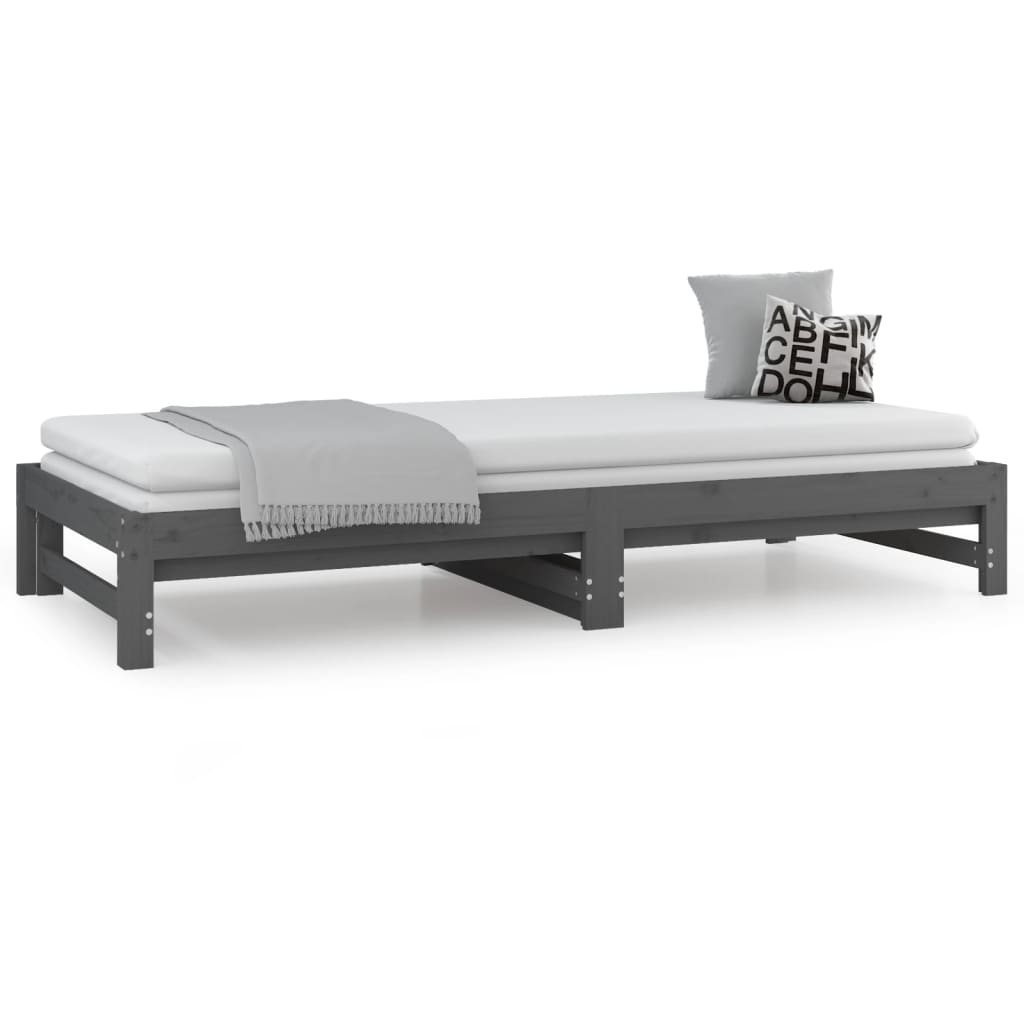 Pull-out Day Bed without Mattress Grey 2x(90x200) cm