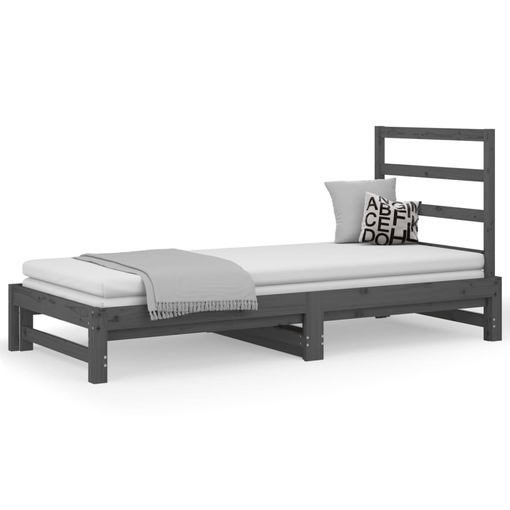 Pull-out Day Bed without Mattress Grey 2x(90x200) cm