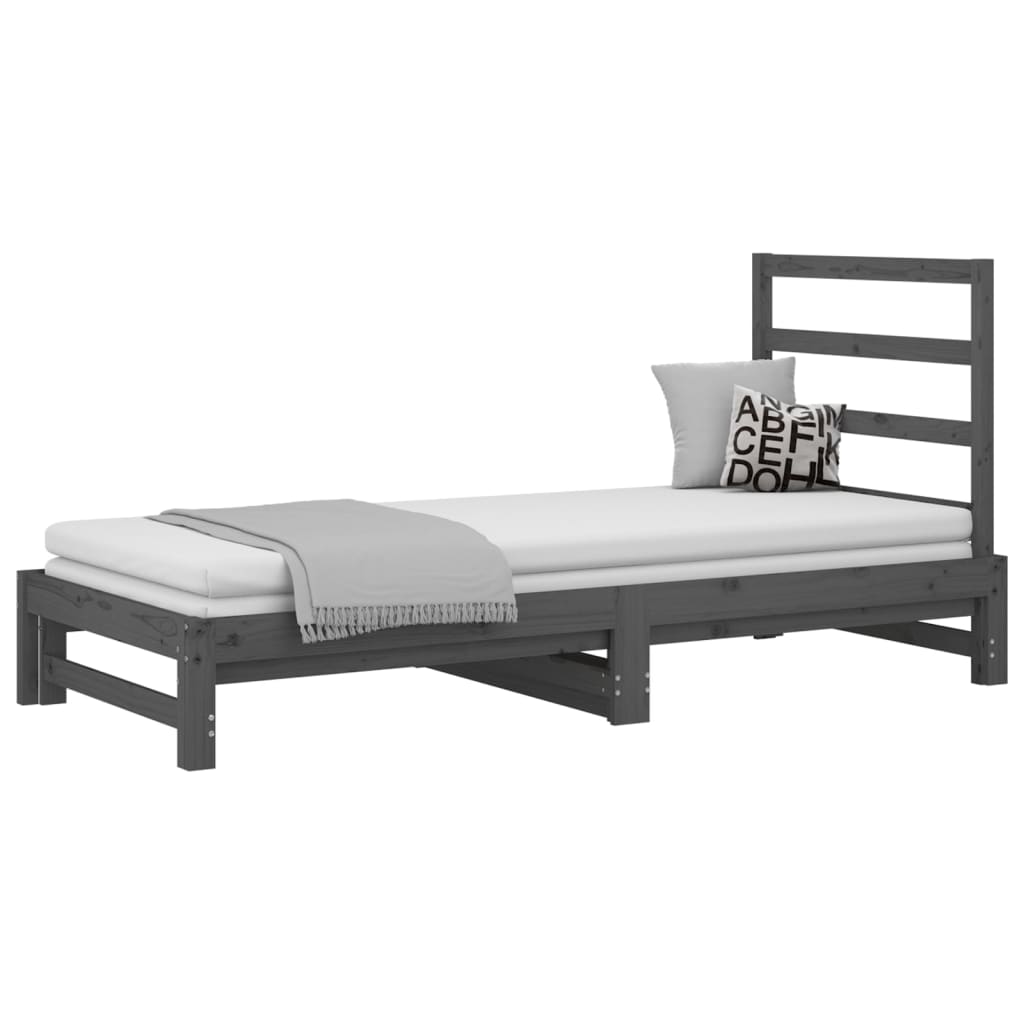 Pull-out Day Bed without Mattress Grey 2x(90x200) cm