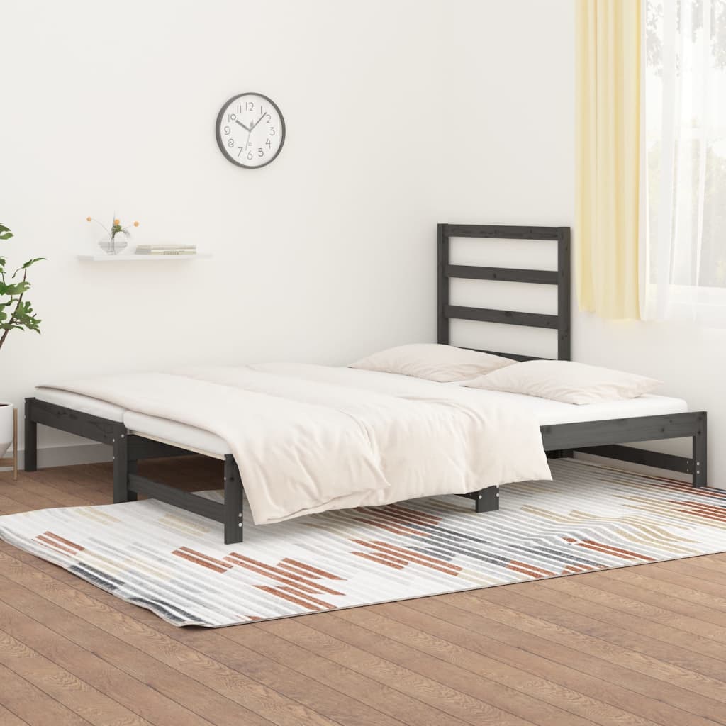 Pull-out Day Bed without Mattress Grey 2x(90x200) cm