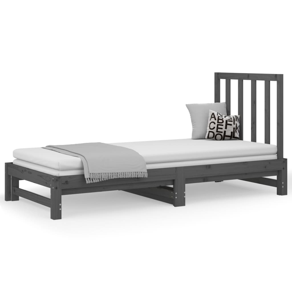 Pull-out Day Bed without Mattress Grey 2x(90x200) cm