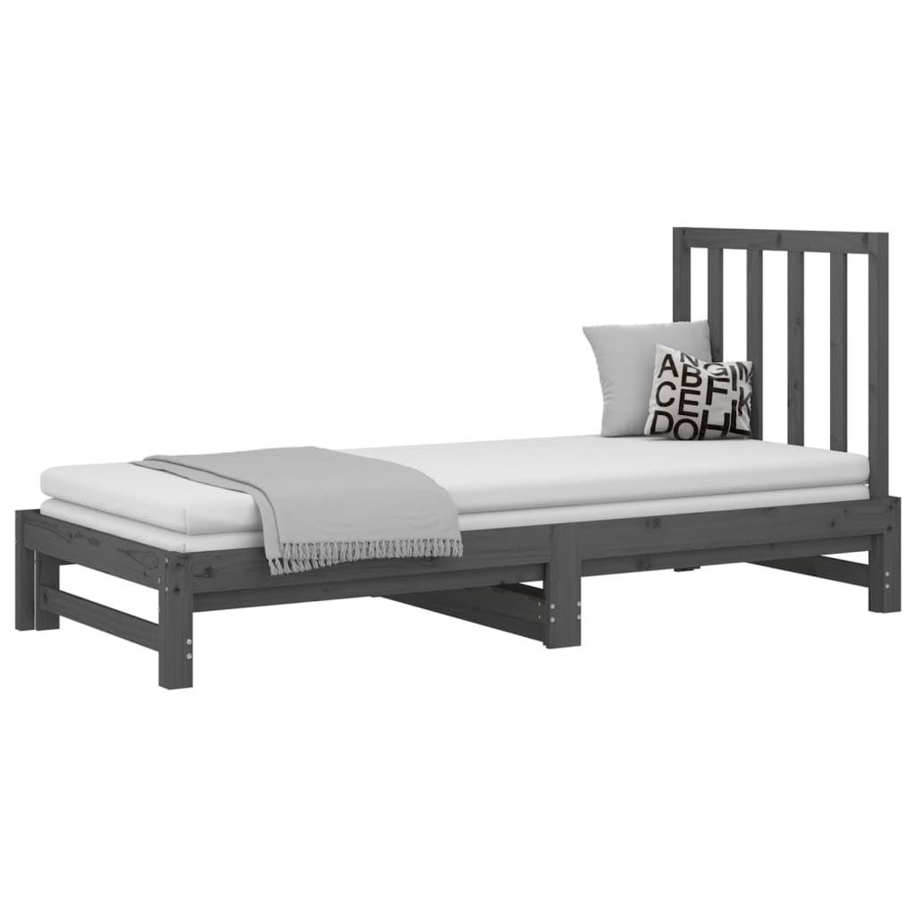 Pull-out Day Bed without Mattress Grey 2x(90x200) cm