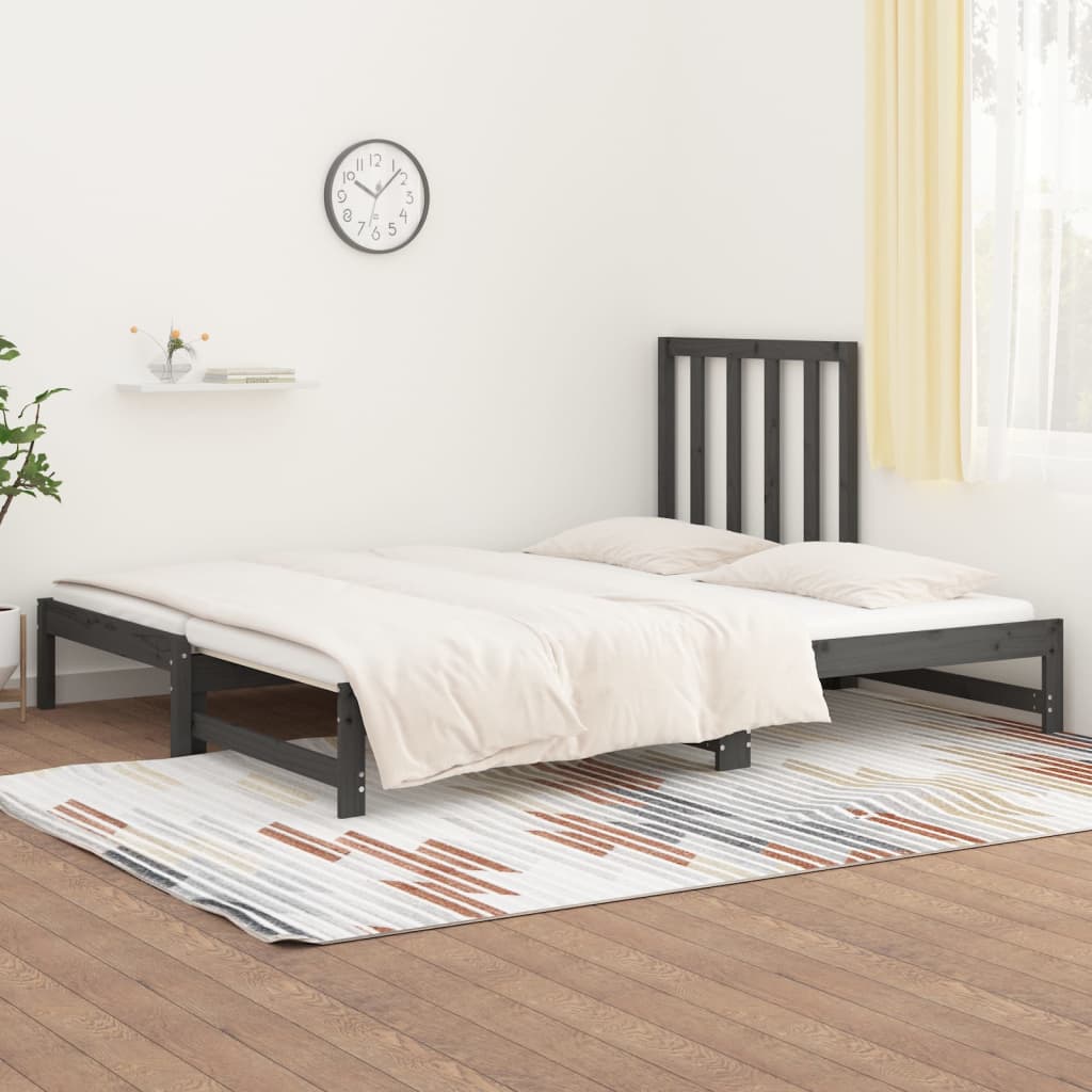 Pull-out Day Bed without Mattress Grey 2x(90x200) cm