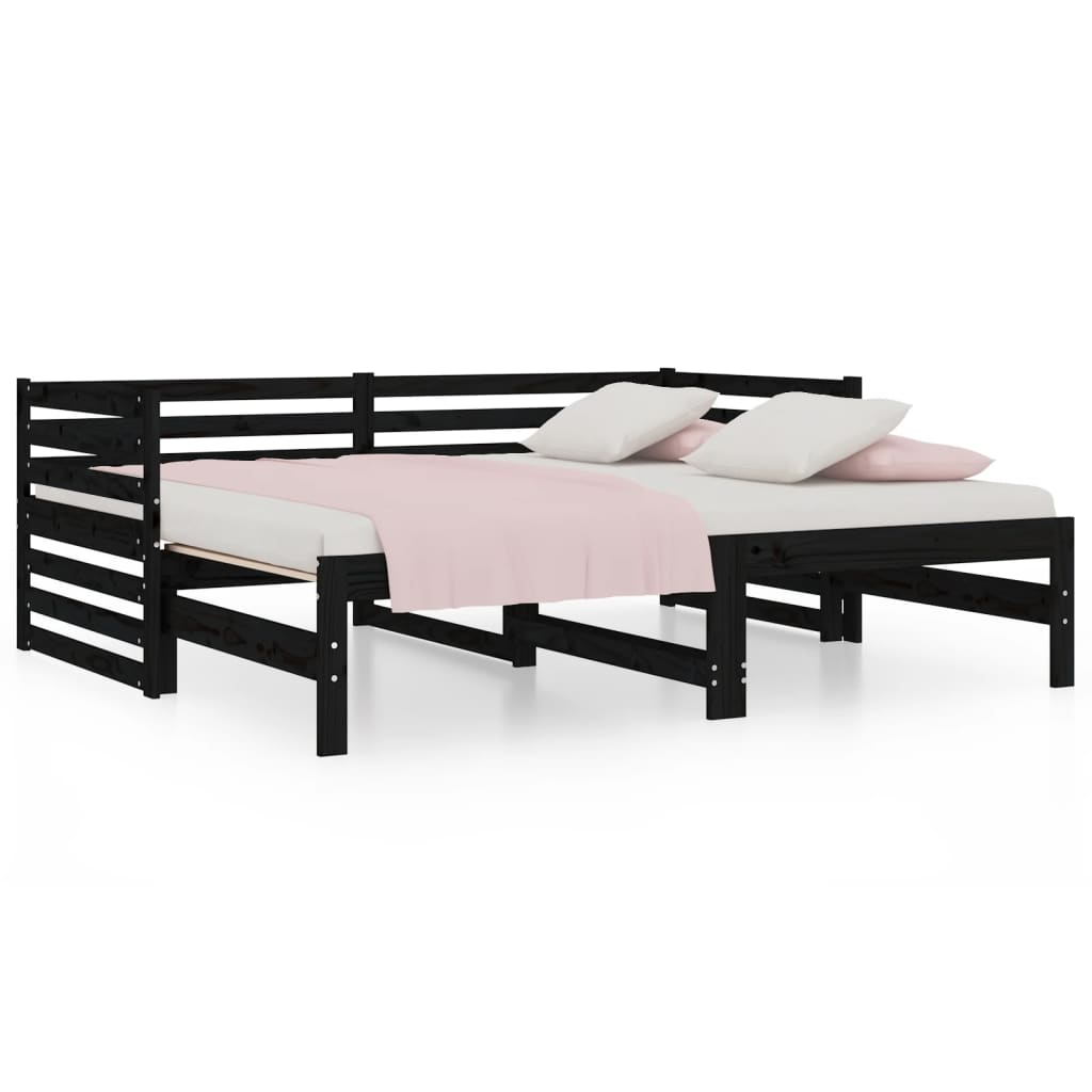 Pull-out Day Bed without Mattress Black 2x(90x190)cm
