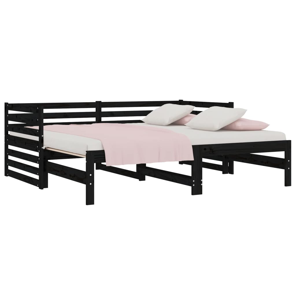 Pull-out Day Bed without Mattress Black 2x(90x190)cm