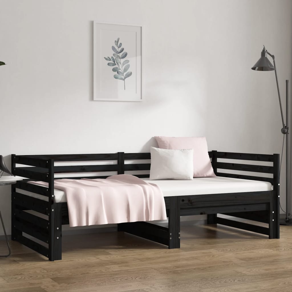 Pull-out Day Bed without Mattress Black 2x(90x190)cm