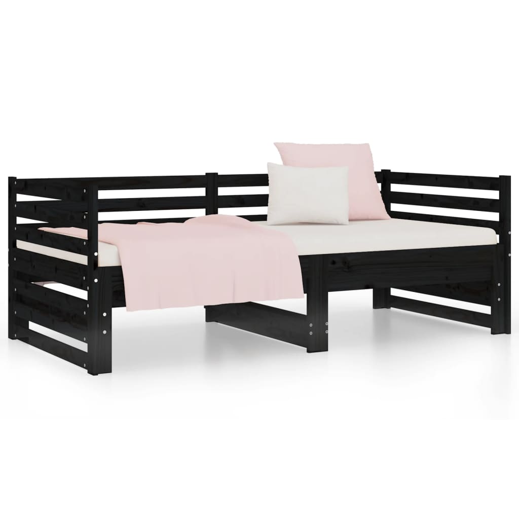 Pull-out Day Bed without Mattress Black 2x(90x190)cm