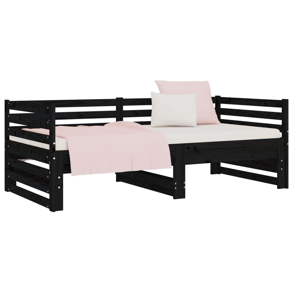 Pull-out Day Bed without Mattress Black 2x(90x190)cm